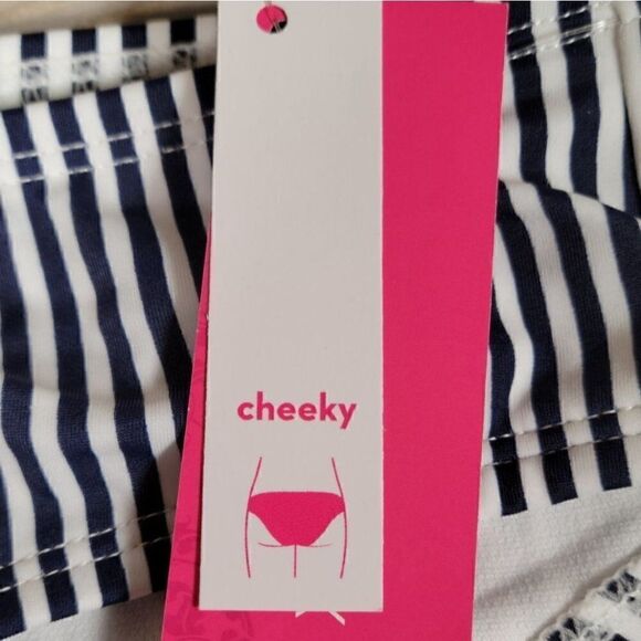 Xhilaration Juniors' Blue Stripe Cheeky Bikini Bottom Sz XL - Picture 9 of 12